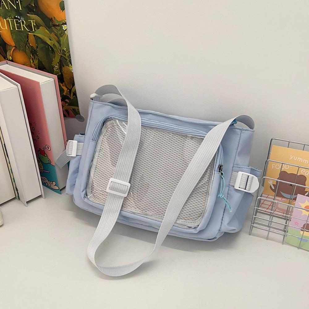 

Nylon Solid Color Itabag Zipper Bag Shoulder Bag Pouch Bag Transparent Bags Girl синий