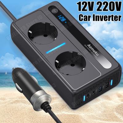 EU Stecker Auto Wechselrichter 12V auf 220V Transformator 200W Power Inverter mit USB-Anschlüssen Schnellladeadapter Tragbarer Spannungswandler