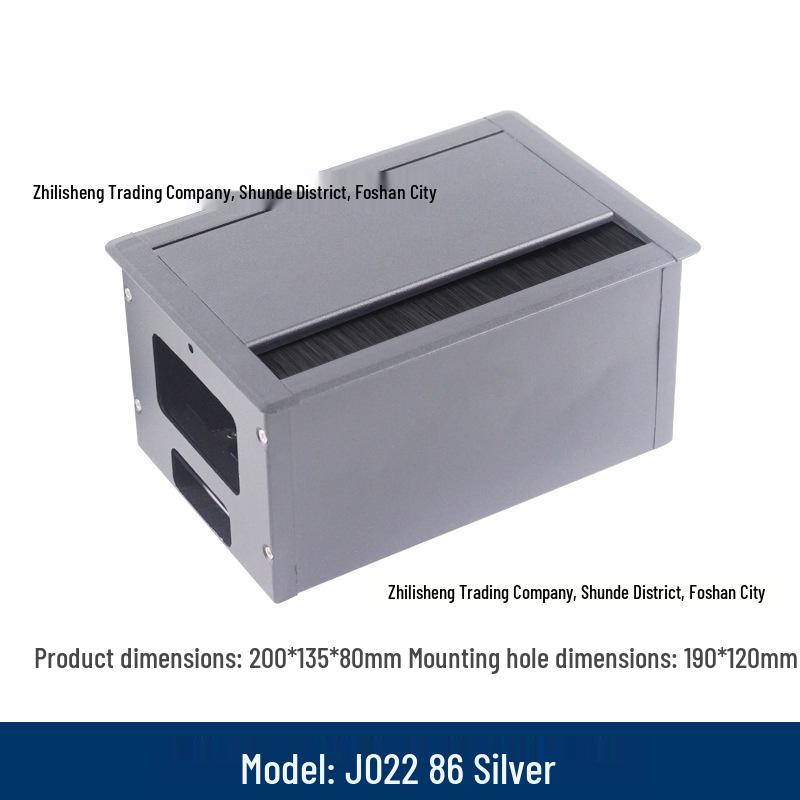 Aluminum Desk Cable Management Box with Recessed Panel and Wire Hole Cover