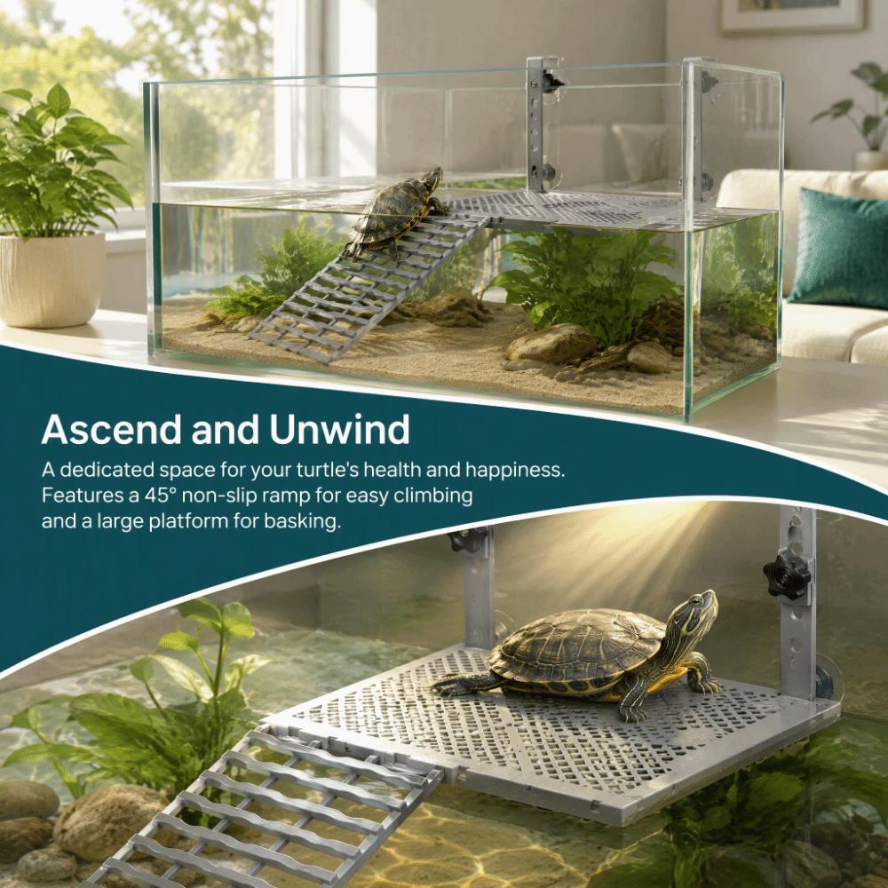 Non-Slip Ramp Turtle Basking Platform Suction Cups Floating Turtle Dock Aquarium Use