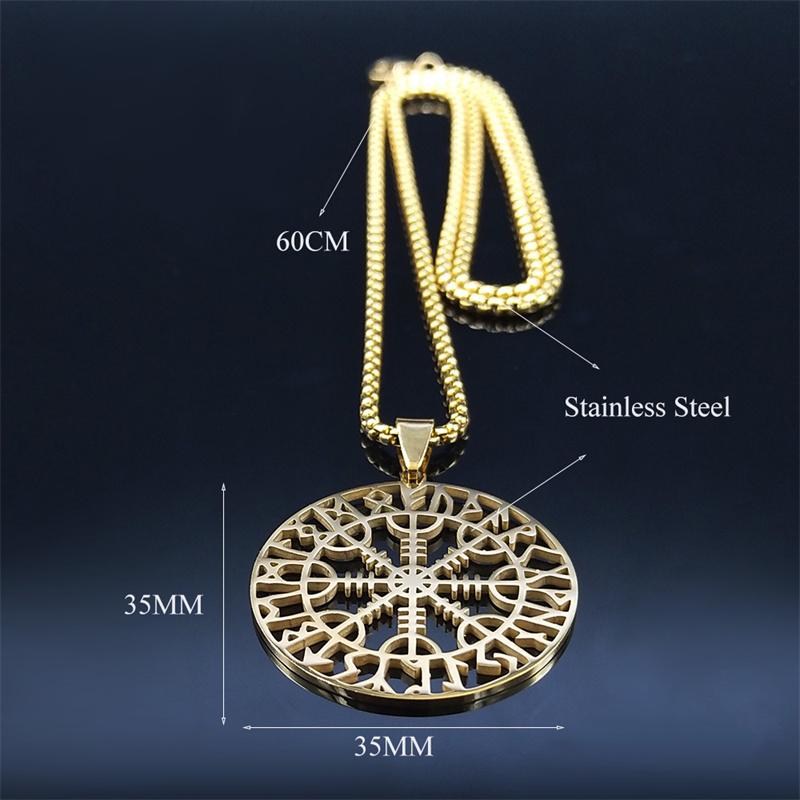 2026 Wikinger Amulett Halsketten Damen /Herren Goldfarbe Edelstahl Statement Halskette Schmuck Halsband acero inoxidable N3073S02