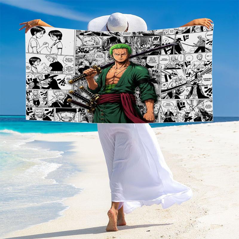Roronoa Zoro Print Beach Towel, Large Soft Quick Dry Towel for Beach Camping Swimming