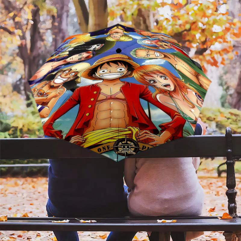 1 PC Automatic Folding Umbrella - One Piece Monkey D Luffy Pattern Portable Foldable Design With 8 Ribs Christmas Birthday Gifts
