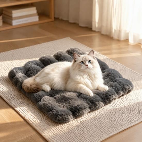 Comfortable Sleeping Rug for Dogs Faux Fur Pet Mat, Soft Warm Cat Pad with Non-slip Bottom, Winter Self-Warming Fuzzy Cozy Mat Bed Cats, Machine