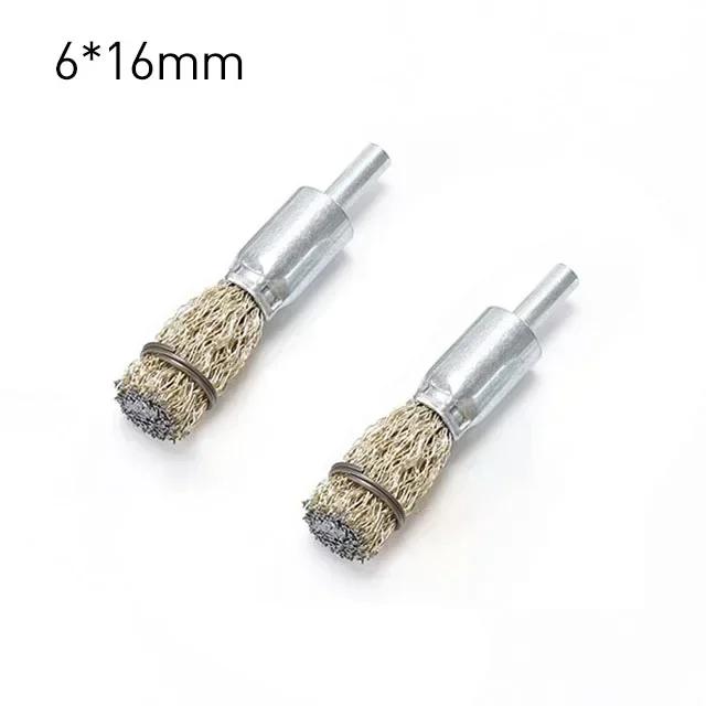 2PCS Copper Polishing & Cleaning Heads Rotary Tool 10/12/16/20/25/30mm Copper Wire Wheel Brush for Drilling Metal Rust Removal
