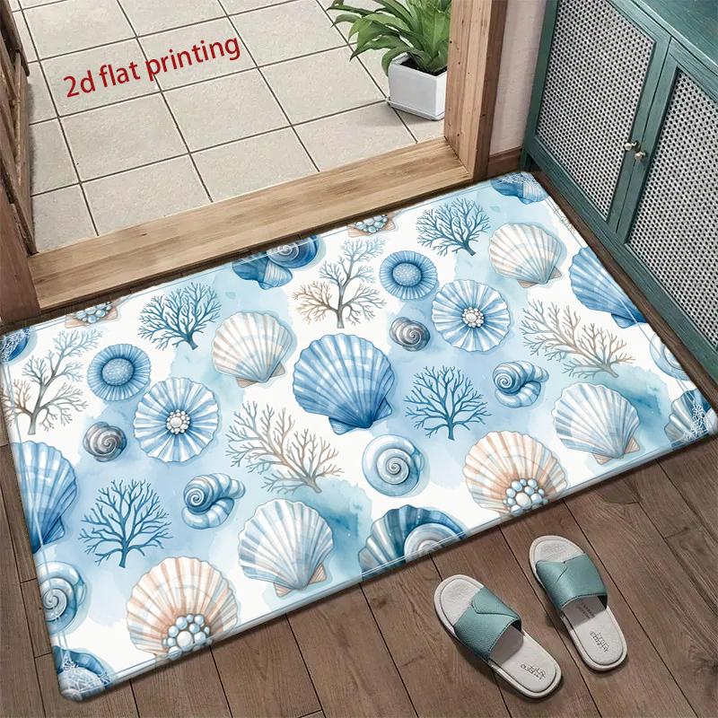 Seashells Ocean Pattern Mat Living Room Decoration Home Sofa Non-Slip Carpet Study Bedroom Tatami Children'S Soft Floor Mat