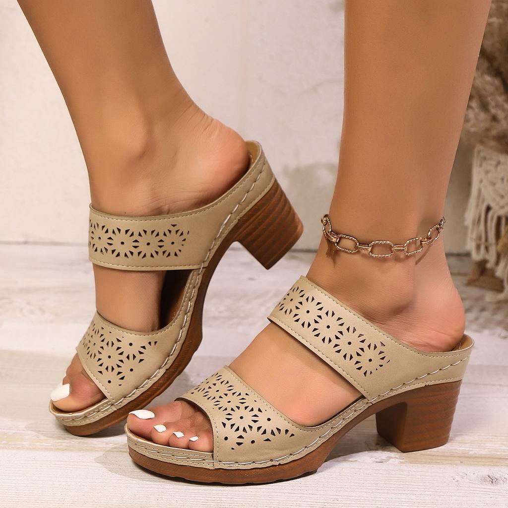 Fashion Plus Size Women's High Heels Platform Sandals Lightweight Thick Heel Summer Slippers Woman Comfort Non Slip Sandalias De Mujer