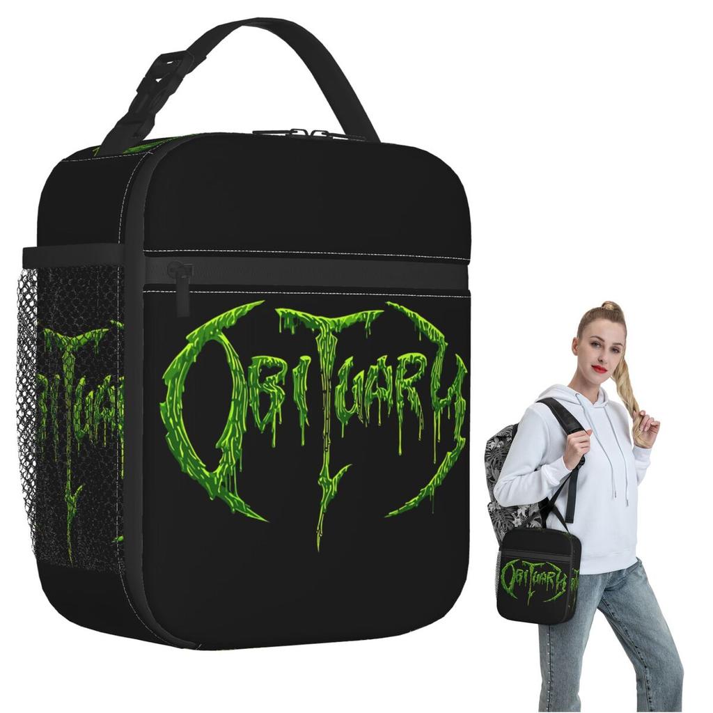 Obituary Death Metal Rock Band Music Insulated Lunch Bag for Women Kids Portable Food Boxes Thermal Lunch Box Tote