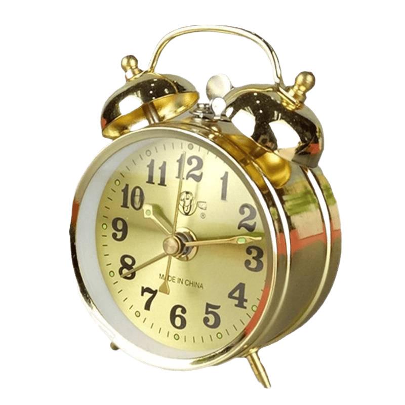 Vintage-style Metal Alarm Clock with Horseshoe Bell Sound, Spring-Wound for Students