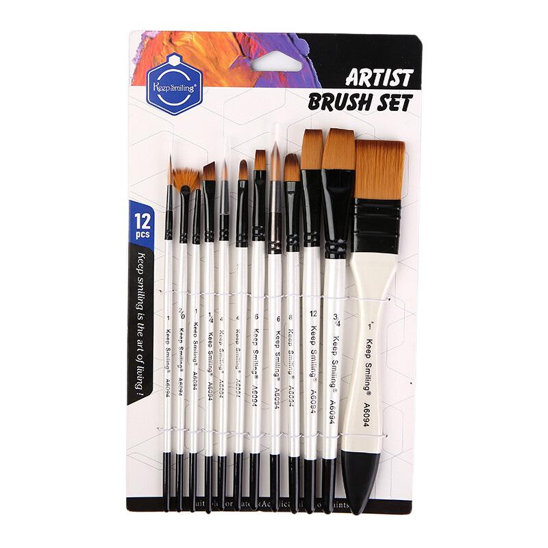 12-Piece Acrylic, Watercolor, and Oil Paint Brush Set – No Shed, Includes 13 Gouache Brushes
