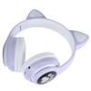 Bluetooth 5.0 Headphones Cat Ear LED Light Wireless Cute Headsets for Young PeoplePurple Cat Paw Pattern