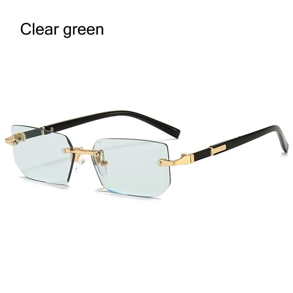 Fashion UV400 Protection Rimless Rectangle Sunglasses Y2K Frameless Sun Glasses Eyewear for Women & Men
