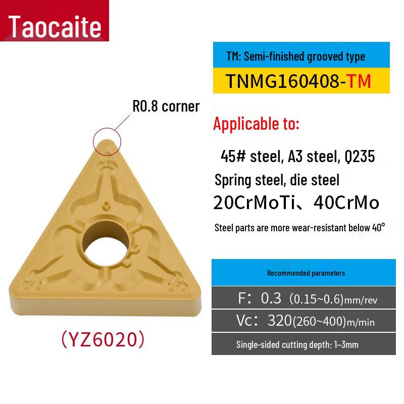 CNC Lathe Double-Sided TNMG160404/08 Triangular Insert for OD/ID Clamping