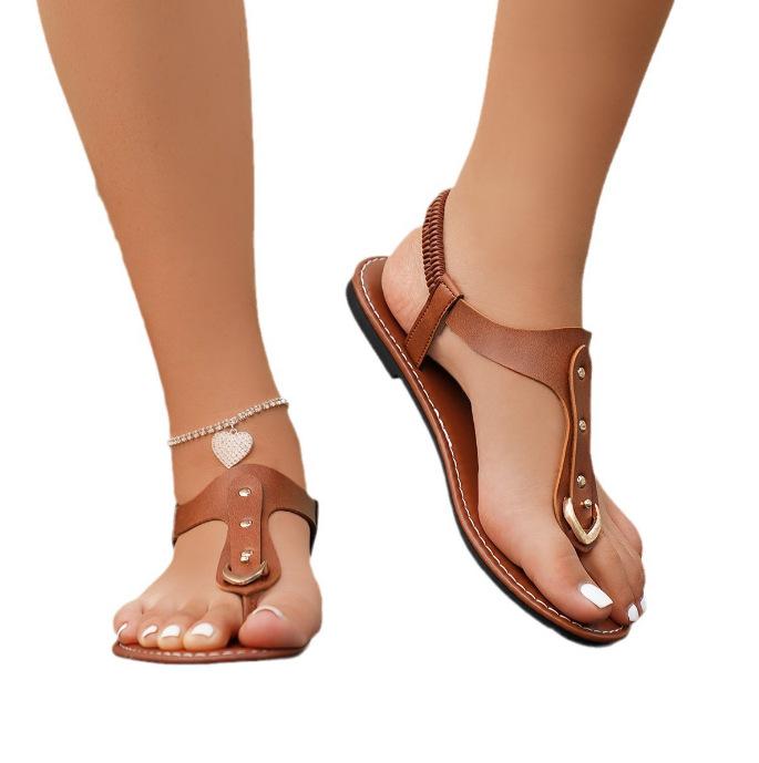 Fashion Fashion Women Sandals 2025 New Leather Flip Flops Summer Pinch Toe Beach Sandals for Women Non Slip Flat Sandals Sandalias Mujer