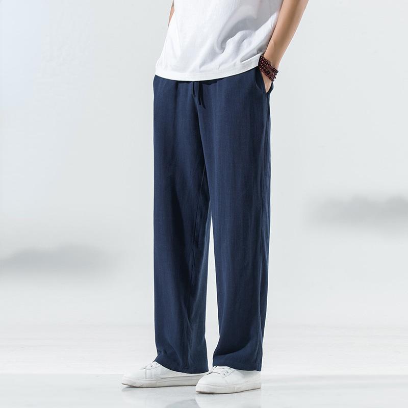 Pantaloni da yoga larghi con coulisse in cotone e lino, casual ed estivi da uomo, abbigliamento da uomo, pantaloni sportivi larghi da uomo