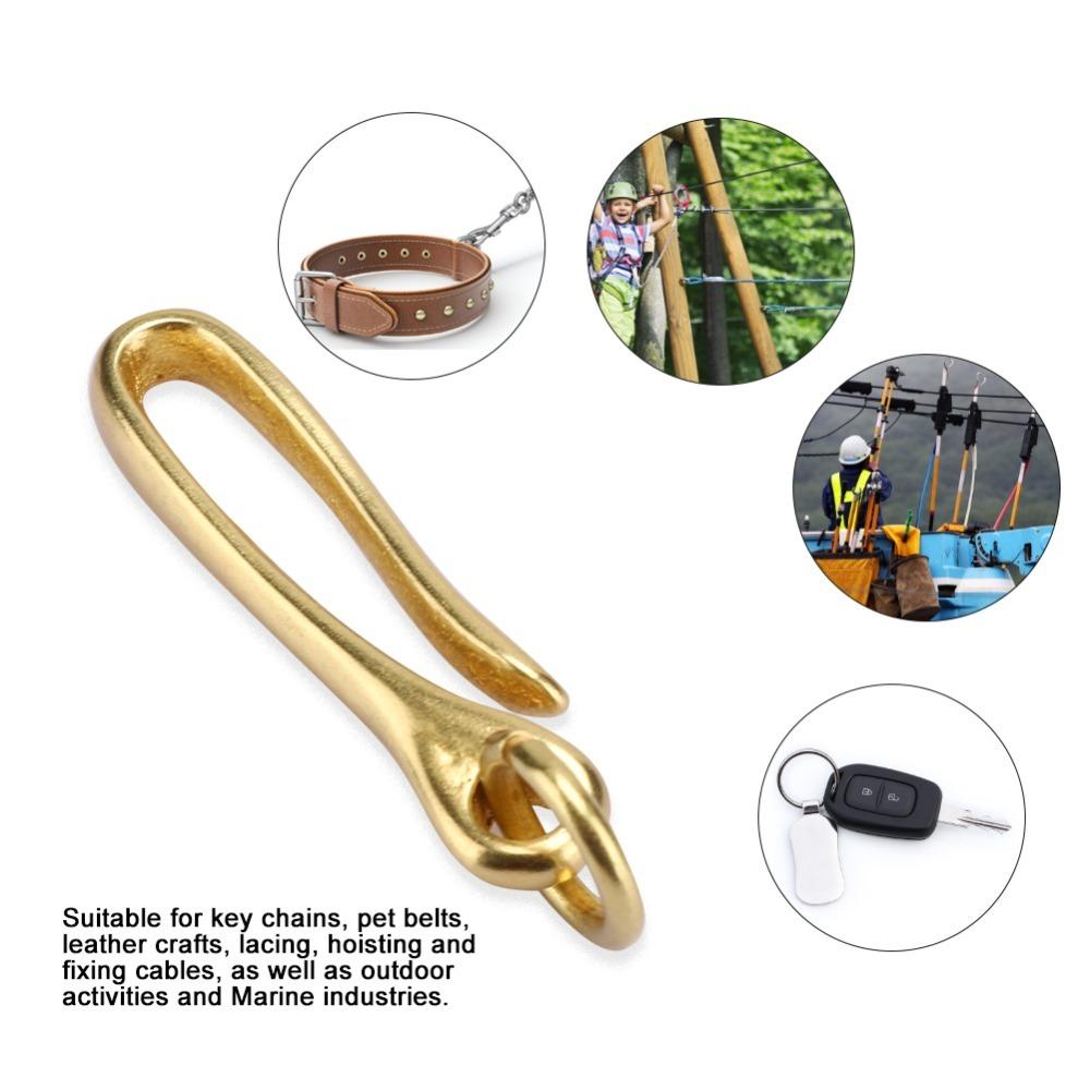 2pcs Fish Hook Keychain Belt Clip Holder Brass Car Keychain Hook U Shaped Key Chain Car Use