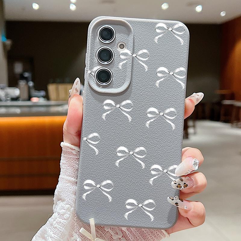 Husă TPU cu Textură de Piele cu Imprimeu Fundă pentru Samsung S25 Ultra S24 FE S23 S22 A36 A56 A16 A55 A26 A15 A35 Subțire Mată Rezistentă la Șocuri Moale