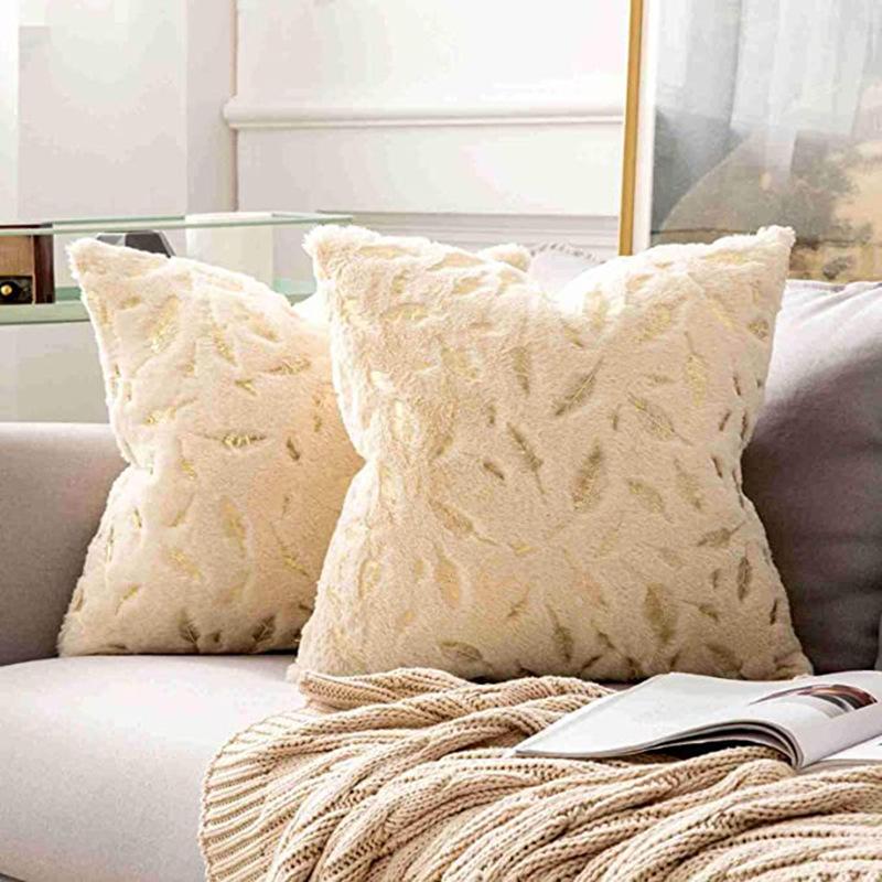 

Nordic Style Home Ins Cushion Feather Bronzing Pillow Case Sofa Light Luxury Pillow Removable and Washable 43 * 43Cm (excluding pillow core)