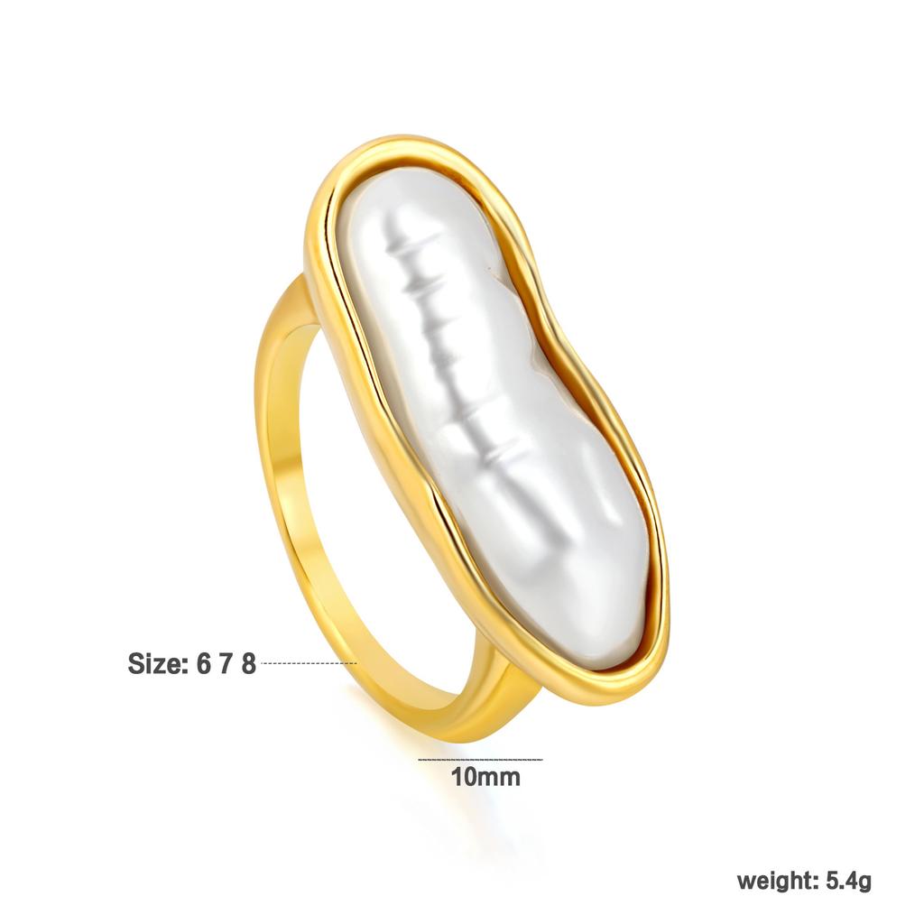 Irregular special-shaped imitation pearl ring three-dimensional rose open ring cute dachshund ring ring stainless steel