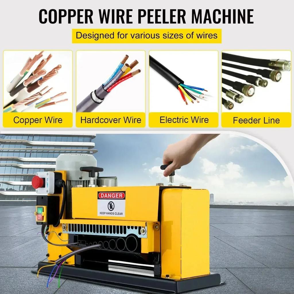Portable Electric Wire Stripper 370W 10 Blades 1.5-38mm Cable Stripping Machine for Industrial Plastic Rubber Removal