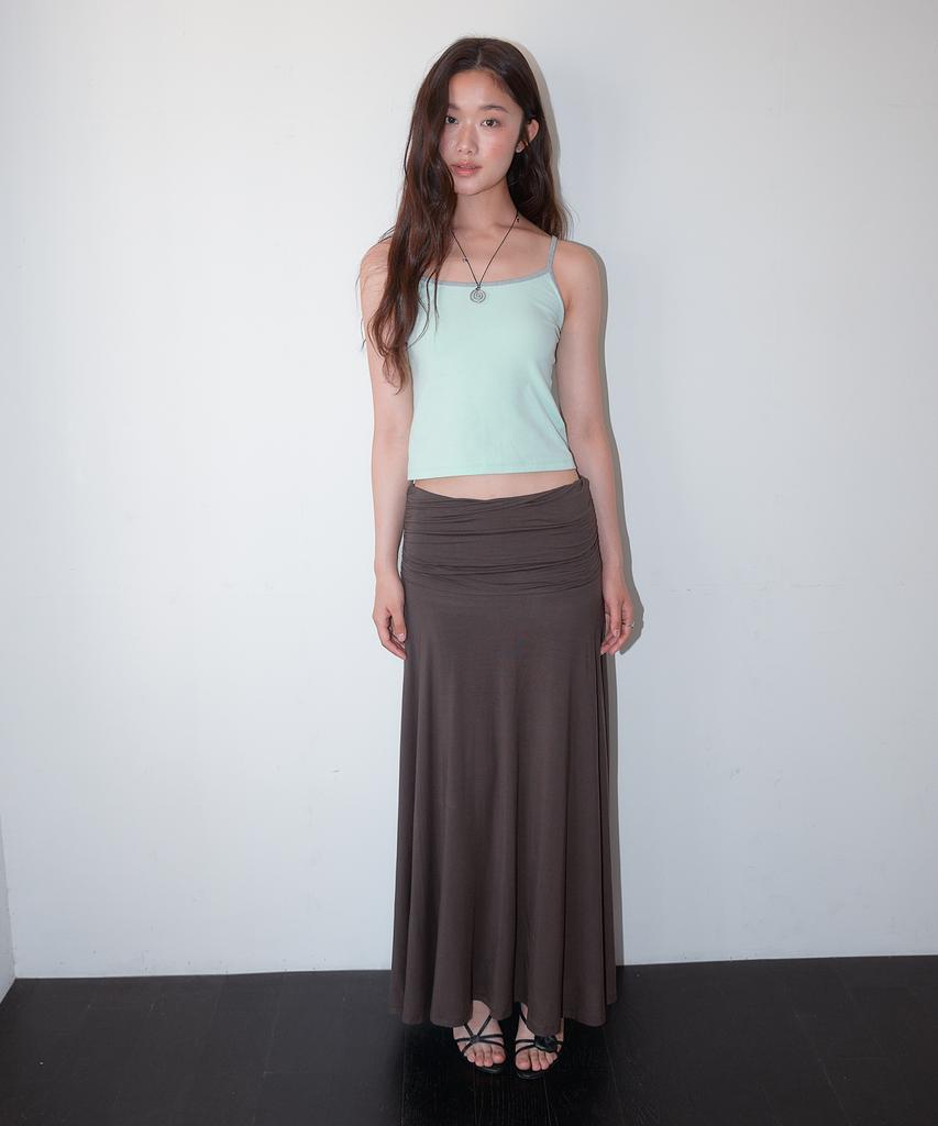 Hombadittingjeu Cotton Shirring Long Skirt (Brown)