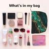 Green Gold Marble Print Toiletry Bag Women Travel Cosmetic Makeup Organizer Lady Portable Storage Dopp Kit Case