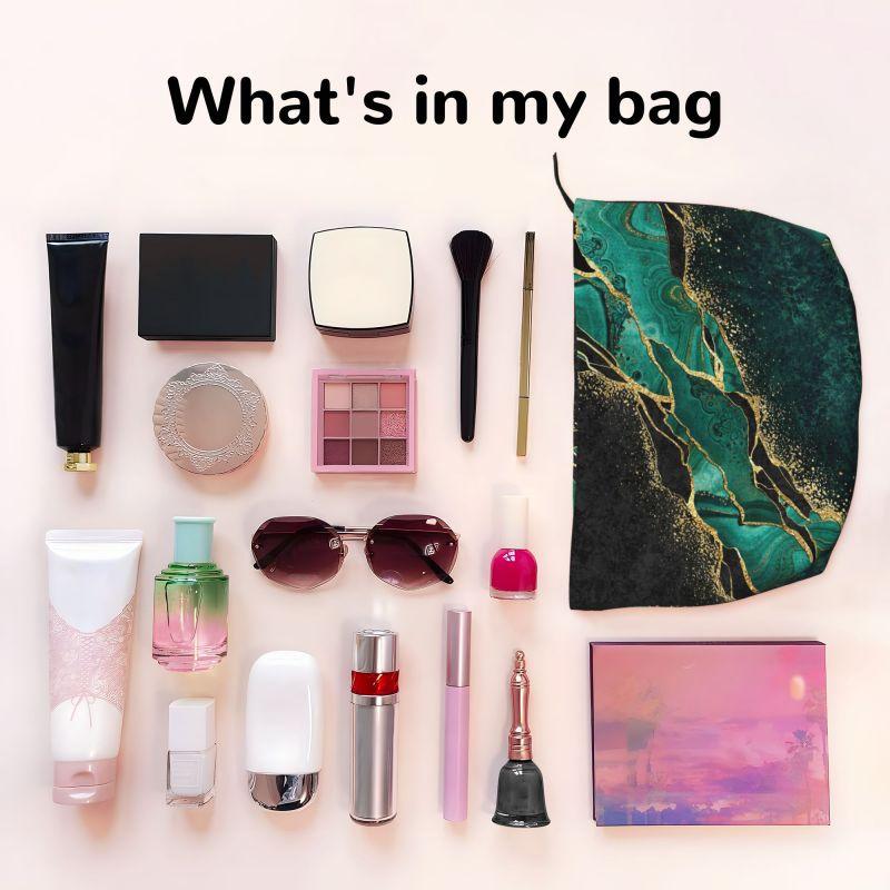 Green Gold Marble Print Toiletry Bag Women Travel Cosmetic Makeup Organizer Lady Portable Storage Dopp Kit Case