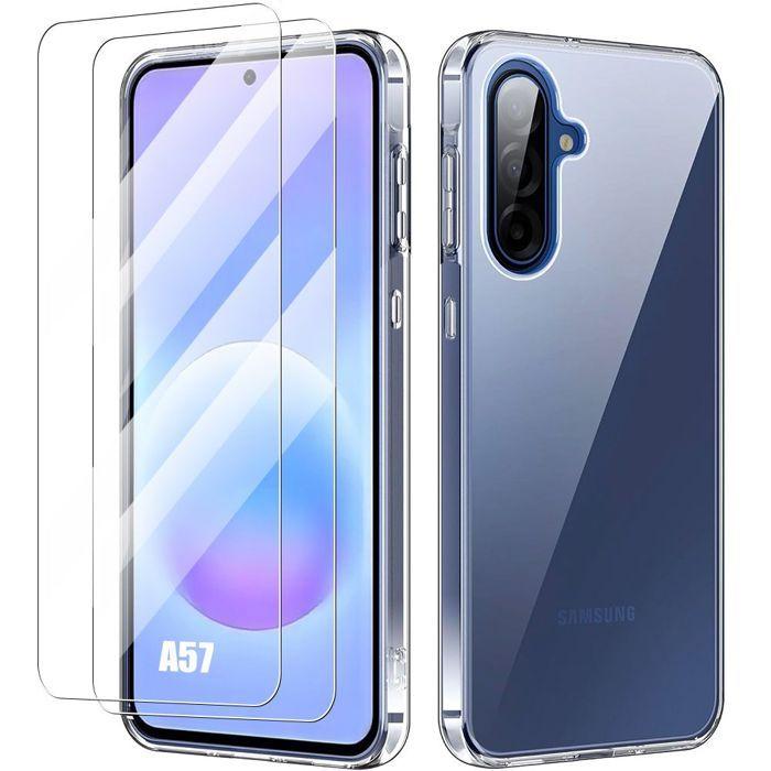 Silicone Case for Samsung Galaxy A57 5G, Shockproof Scratch-Resistant Protection - 2 Tempered Glasses