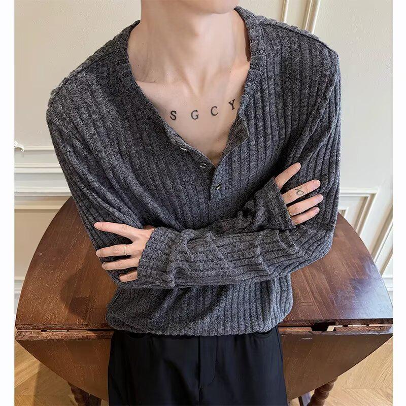 

2025 Retro Vertical Stripe Long Sleeve Sweater - Unisex Autumn Trend 2XL сірий колір