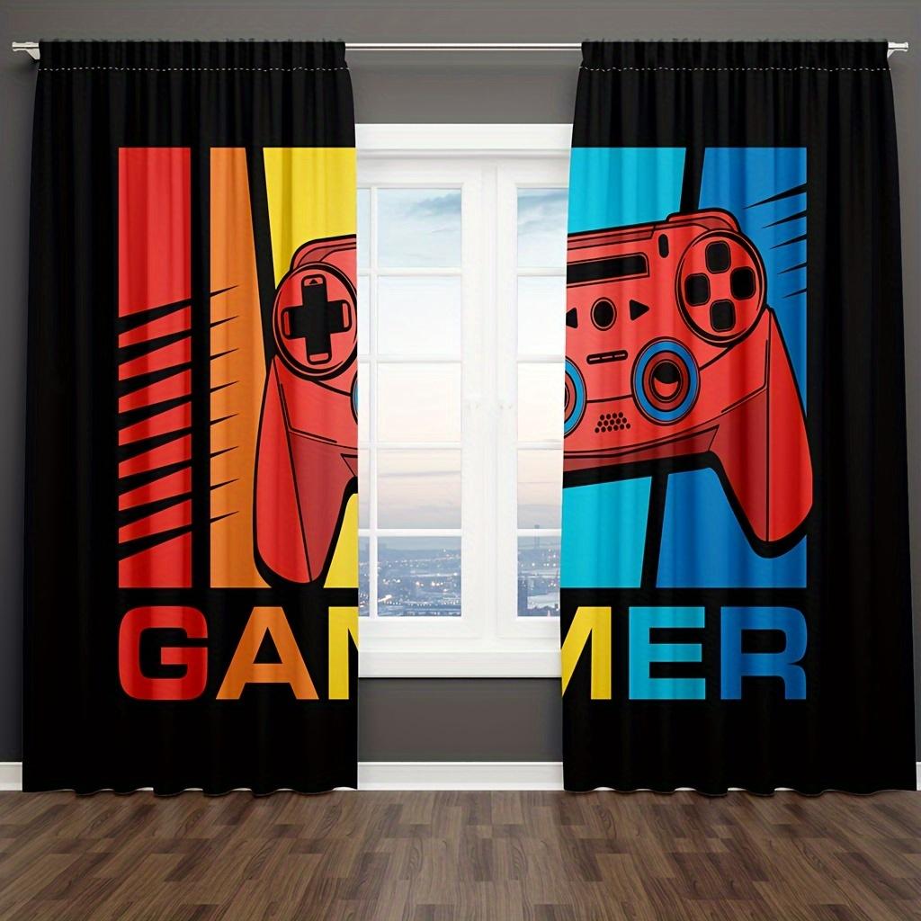 2pcs Cartoon Game Controller Curtains Men Video Gamepad Curtains For Living Room, Bedroom, Office, Kitchen, Study Home Decor