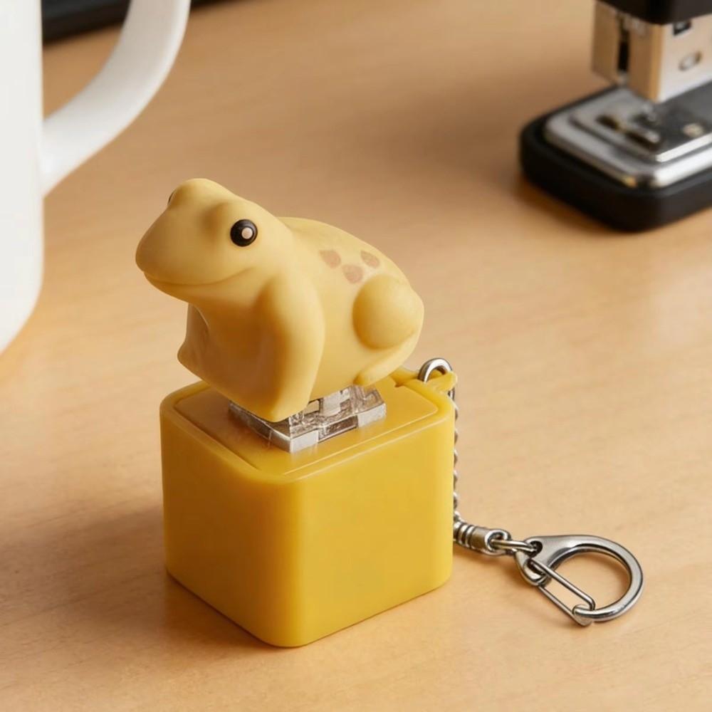 Plastic Croaking Frog Keychain Fingertip Button Electronic Keychain  Children Adult