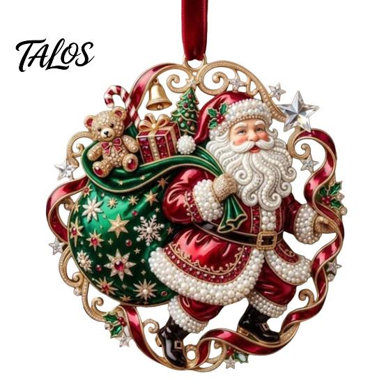 Festive Home Accents Cute Santa Christmas Ornaments, 2D Flat Acrylic Claus Hanging Ornaments Decoration for Holiday Tree, Indoor, Outdoor Party Decor