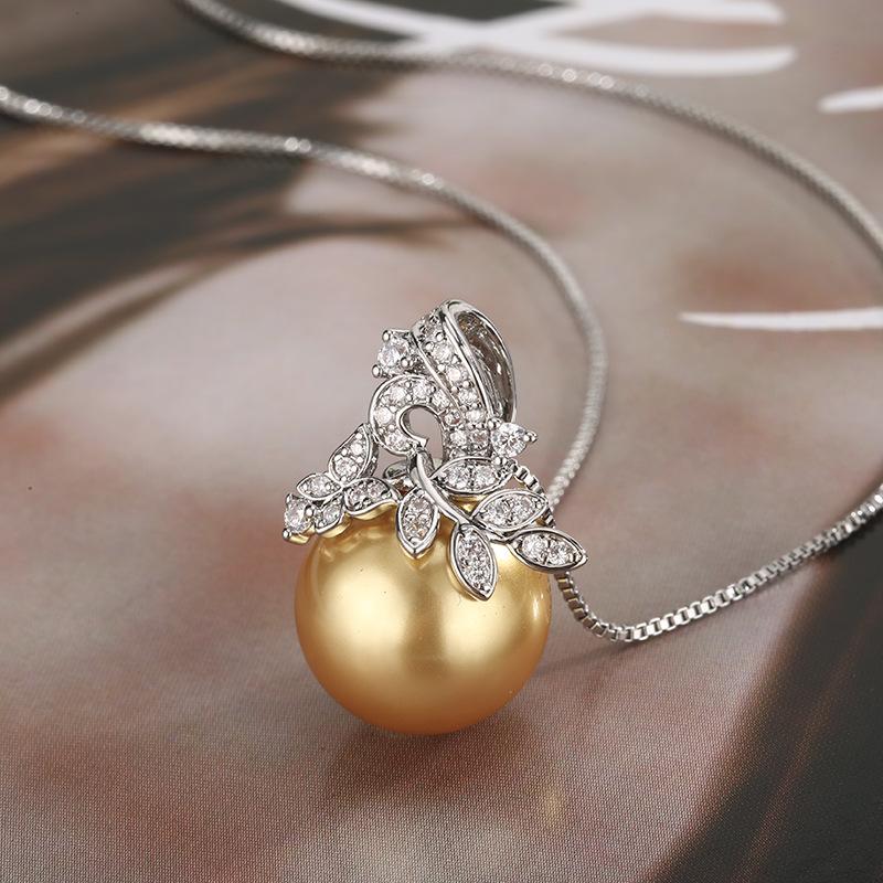 Set Imitation Natural Pearl Earrings Necklace Nanyang Bead Women's Noble Elegance Fashion Versatile Silver Needle Earrings