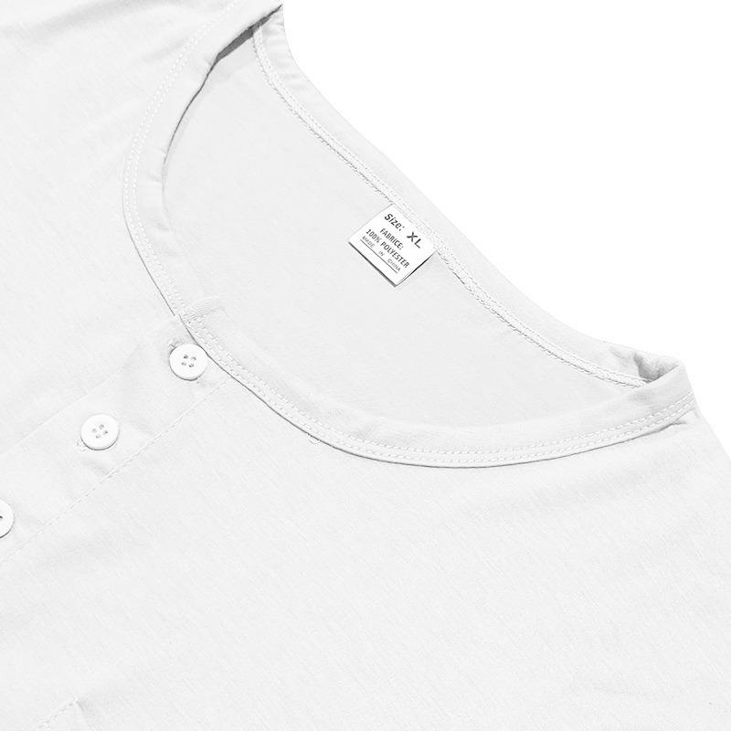 Mens Long Sleeve Henley Shirt Loose Fit Pocket Tee For Spring Autumn