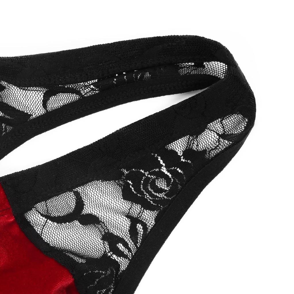 Slip sexy in pizzo di Natale da uomo: Stile Europeo & Americano, Vita Bassa, Design Patchwork Vuoto