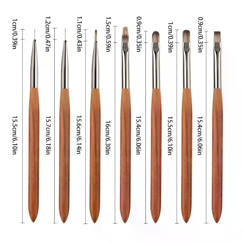 1/7Pcs Walnut Nail Art Brushes Contains Various Sizes Of Exquisitely Painted Nail Drawing Line Pen For Salons