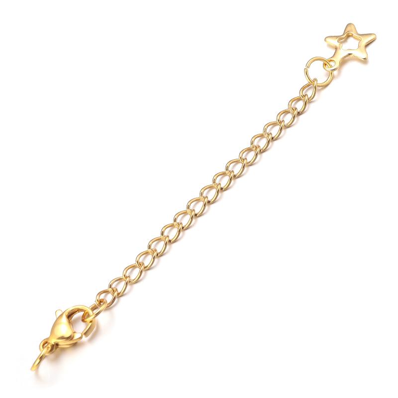 10pcs/Lot 50mm Stainless Steel Necklace Extension Chain Bulk Bracelet Extended Chains Tail Chains Extender For Jewelry Making