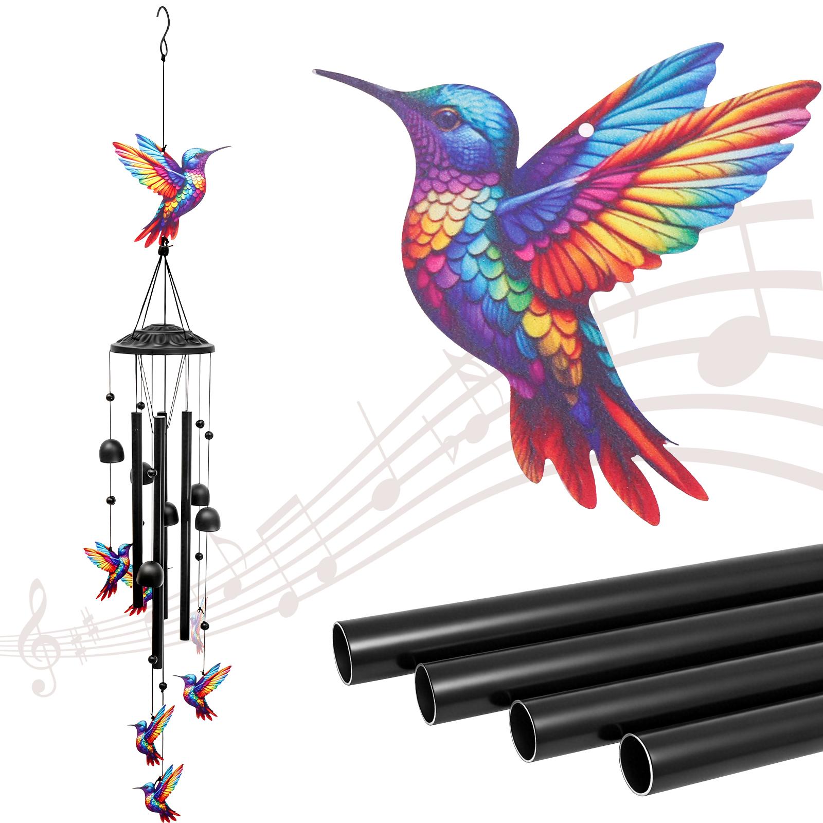 Hummingbird Wind Chime for Outside Weather Resistant Metal Outdoor Hummingbird Wind Chime Hang on Patio Balcony Garden Present