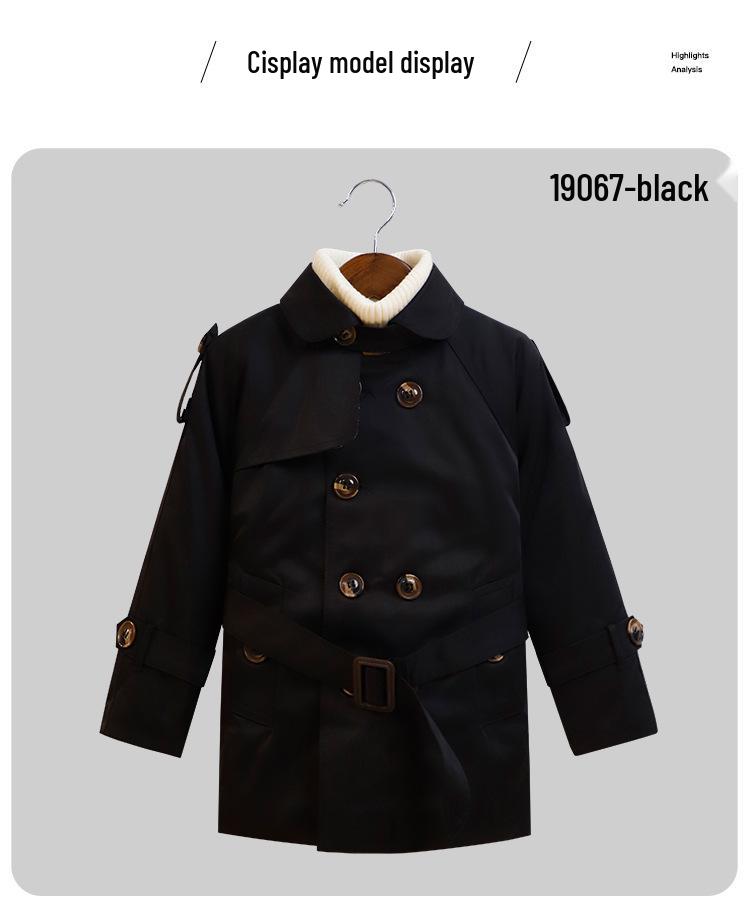 Boys' Wool Blend Plaid Overcoat with Suit Collar - Quilted, Warm, Mid-Length Trench for Autumn/Winter