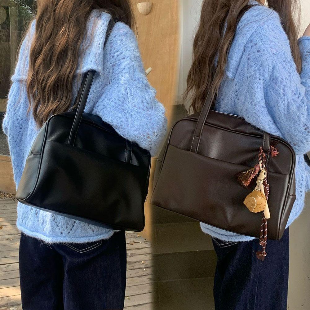 New Soft Surface Women's Tote Bag PU Leather Double Strap Shoulder Bag Large Capacity Underarm Bag Travel Work