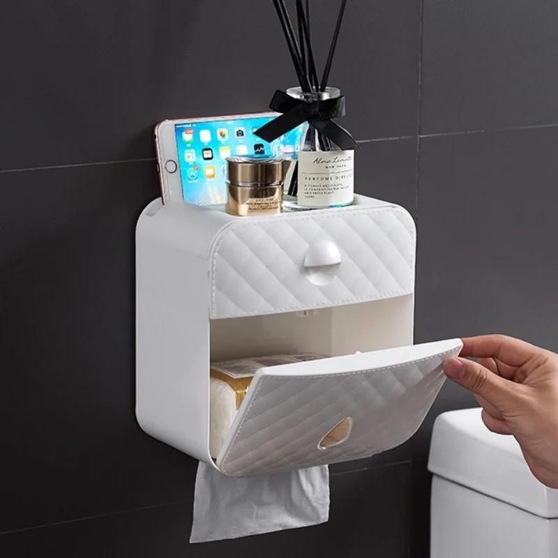 Toilet Paper Holder Waterproof Reel Tissue Holder Wall Mounted Wc Roll Paper Stand Case Tube Storage Box Bathroom Accessories