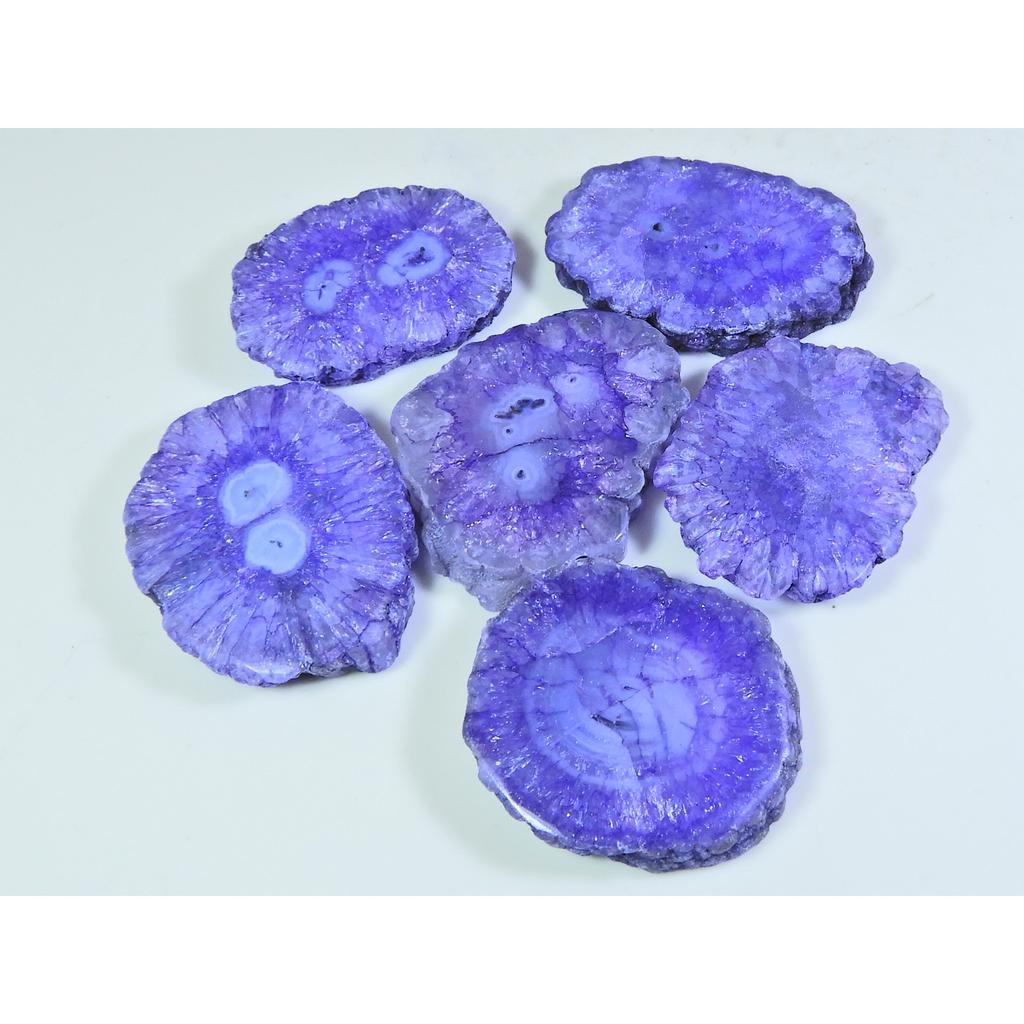 370Cts. Dyed Solar Druzy Agate Mix Shape Cabochon Loose Gemstone 06 Pcs Lot A-694