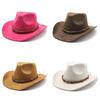 Western Cowboy Hat For Men Women Vintage Wool Felt Large Brim Warm Fedora