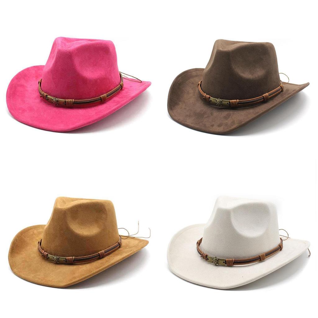Western Cowboy Hat For Men Women Vintage Wool Felt Large Brim Warm Fedora