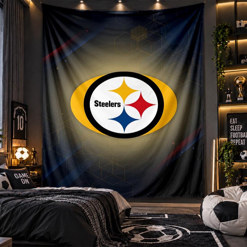 Wall Hanging Tapestry Pittsburgh Steelers Print Cloth for Living Room Bedroom Home Decor