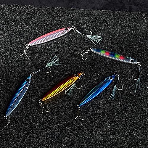 Seiran Lure Metal Jig for Sea Bass, Bluefish, 30g, 40g, 60g, 5-Color Set with Durable Coating, Long Casting Distance, Flounder, and Flathead