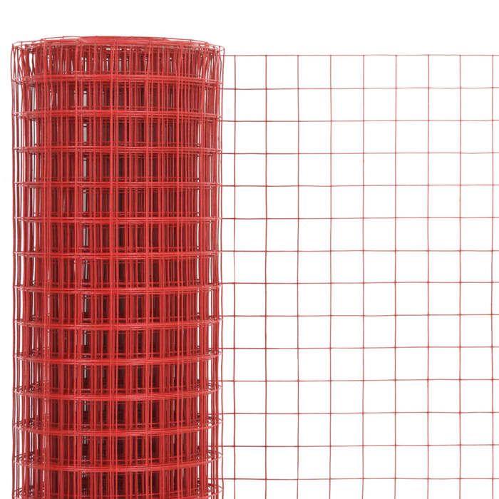 VidaXL Grillage Métal Acier Revêtement PVC 25x1,5 m Carré Rouge Clôture Jardin 143678