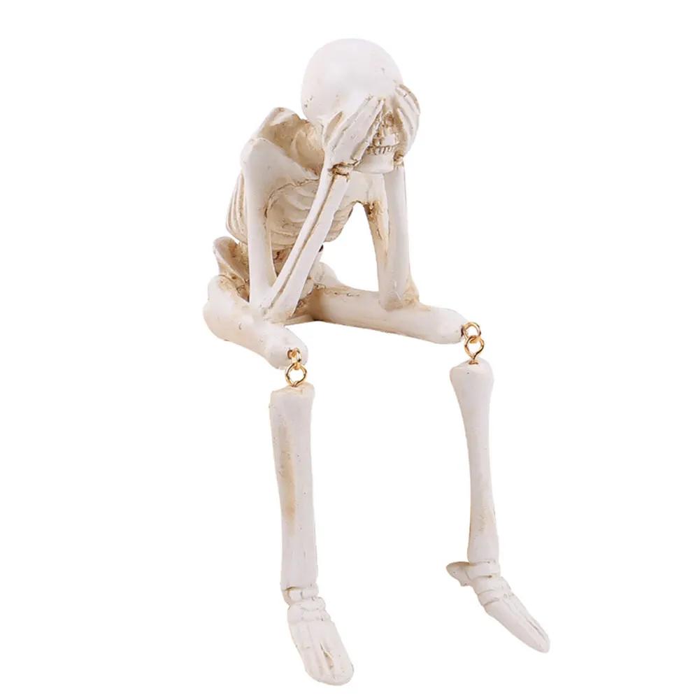 Halloween Skeleton Resin Statue Funny Skeleton Decoration Statue Horror Desktop Decorations for Halloween Party and Home Decor