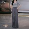 Gray Casual Suit Pants for Women, 2026 Spring New Style, High-End Drape Effect, High-Waisted, Slimming Narrow Wide-Leg Pants