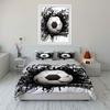 Black And White Grunge Soccer Ball 3Pcs Bedding Set Soft Microfiber Duvet Cover Pillowcase Set For Cool Sports Fans Bedroom